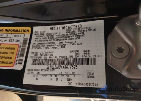 2019 Lincoln Mkz Hybrid Reserve Ii z USA, uszkodzony, nr VIN 3LN6L5MU4KR617525